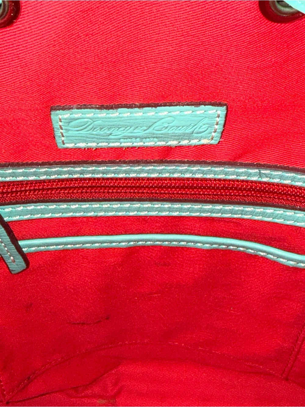 RARE Dooney & Bourke EUC Turquoise Retro Embossed Leather Drawstring Bucket Bag - Picture 9 of 15